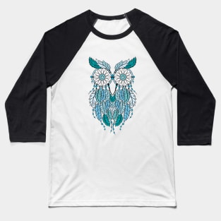 Blue Dream Catcher Owl Baseball T-Shirt